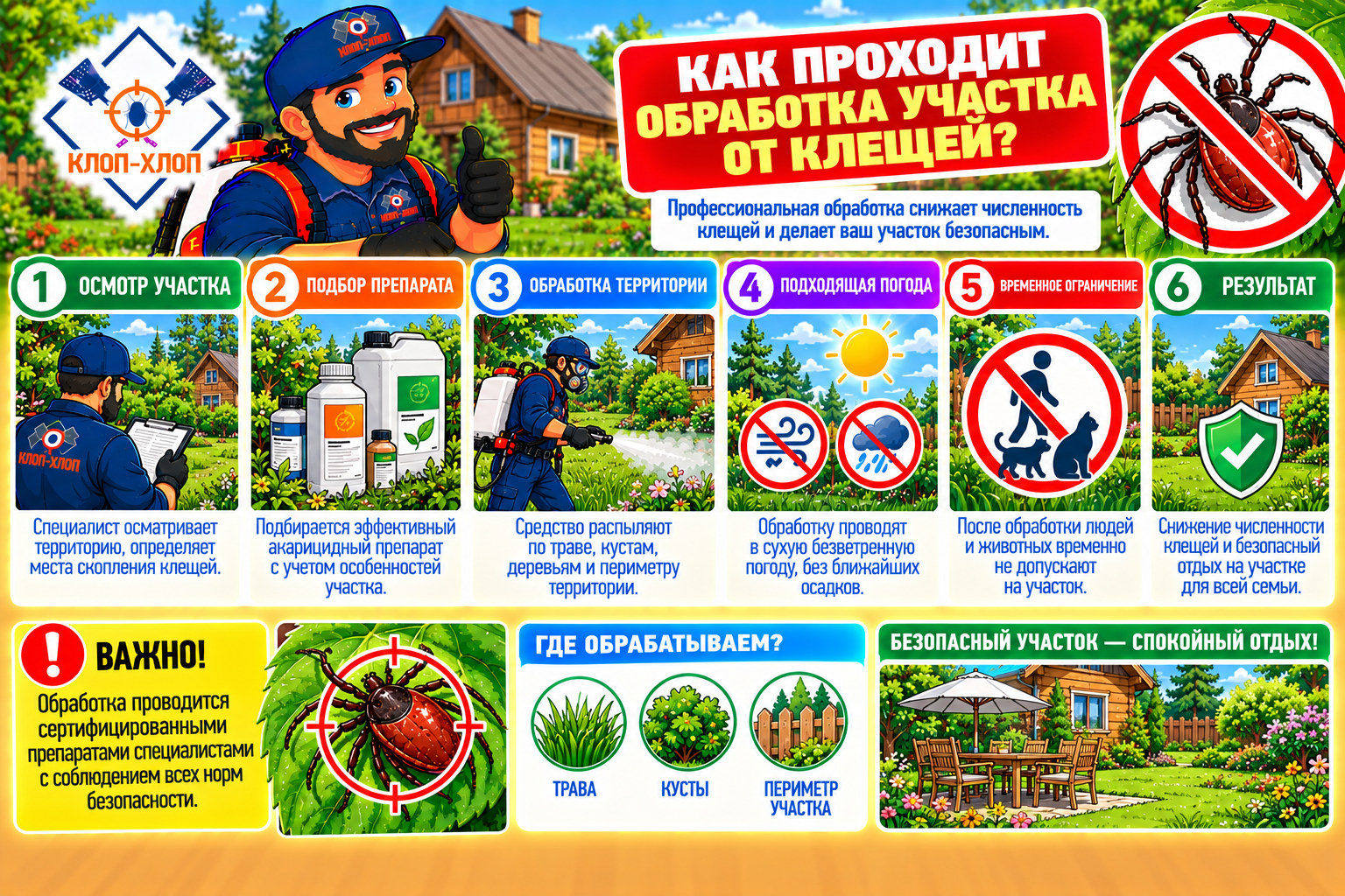 Как мы работаем при травле от клещей?